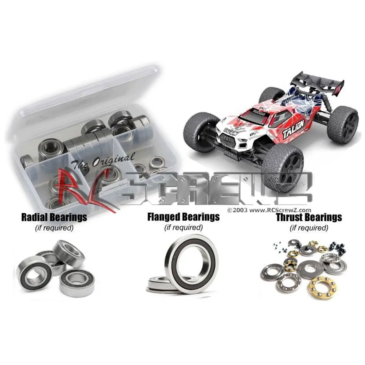 RC Screwz Rubber Shielded Bearing Kit for Arrma RC Talion BLX 1/8 #arrm009r