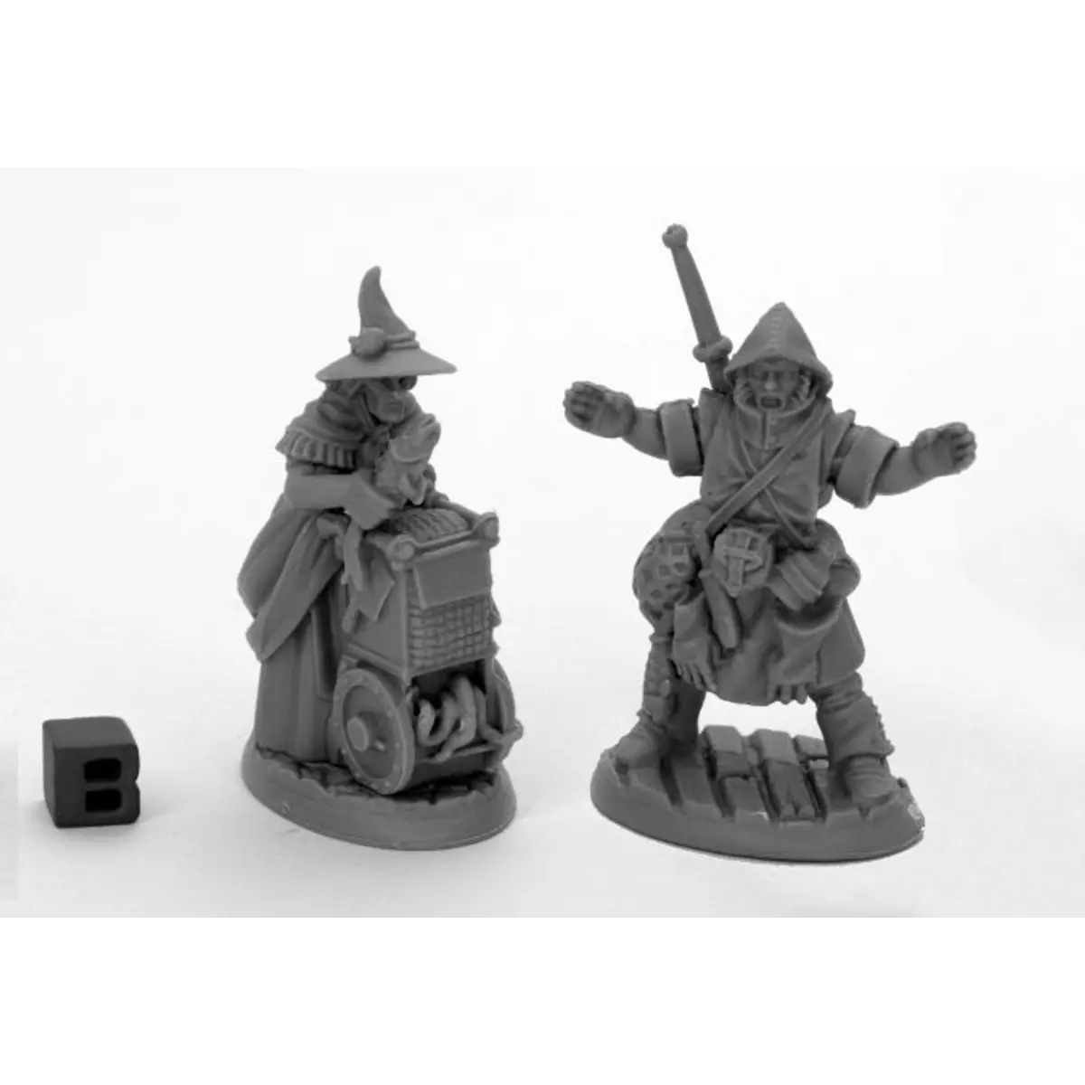 Reaper Miniatures Dreadmere Townsfolk: Fishmongers (2) 44035 Bones Black Plastic