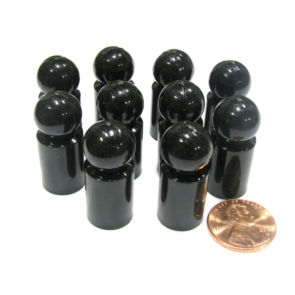 Set of 10 Ball Pawns 30mm Peg Pieces for Board Game Play - Black
