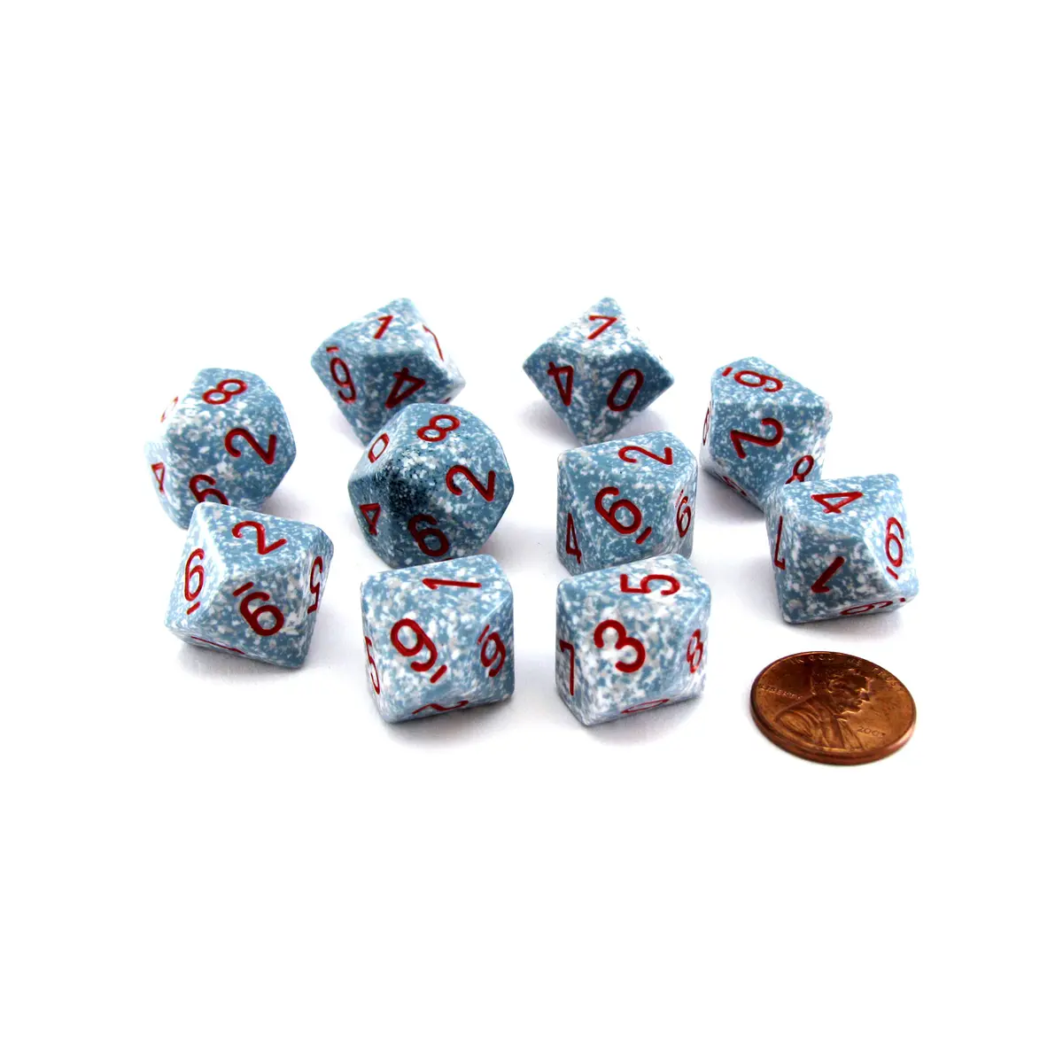 Set of 10 Chessex D10 Dice - Speckled Air