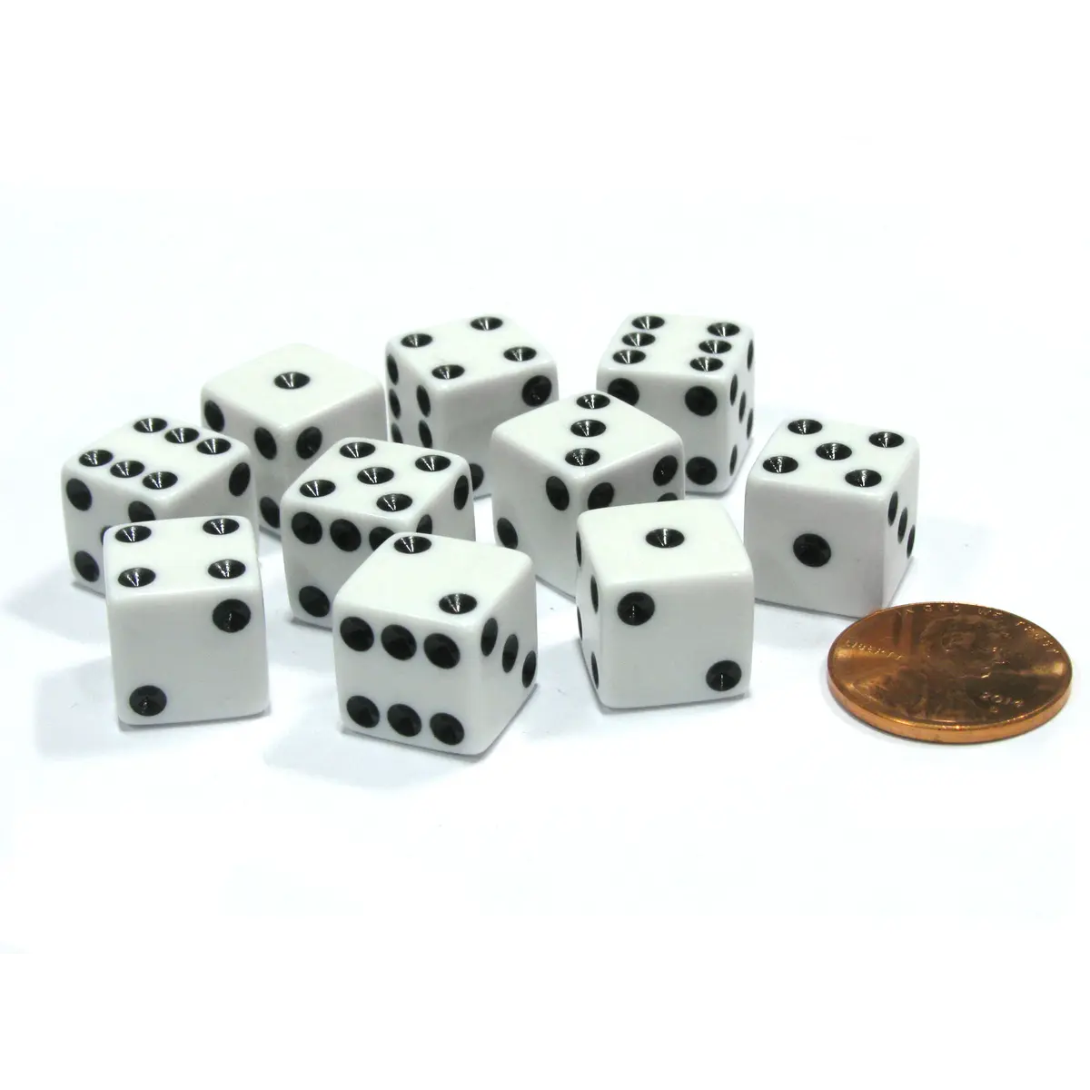 Set of 10 Six Sided D6 12mm Dice Die Squared RPG D&D Bunco Board Game White