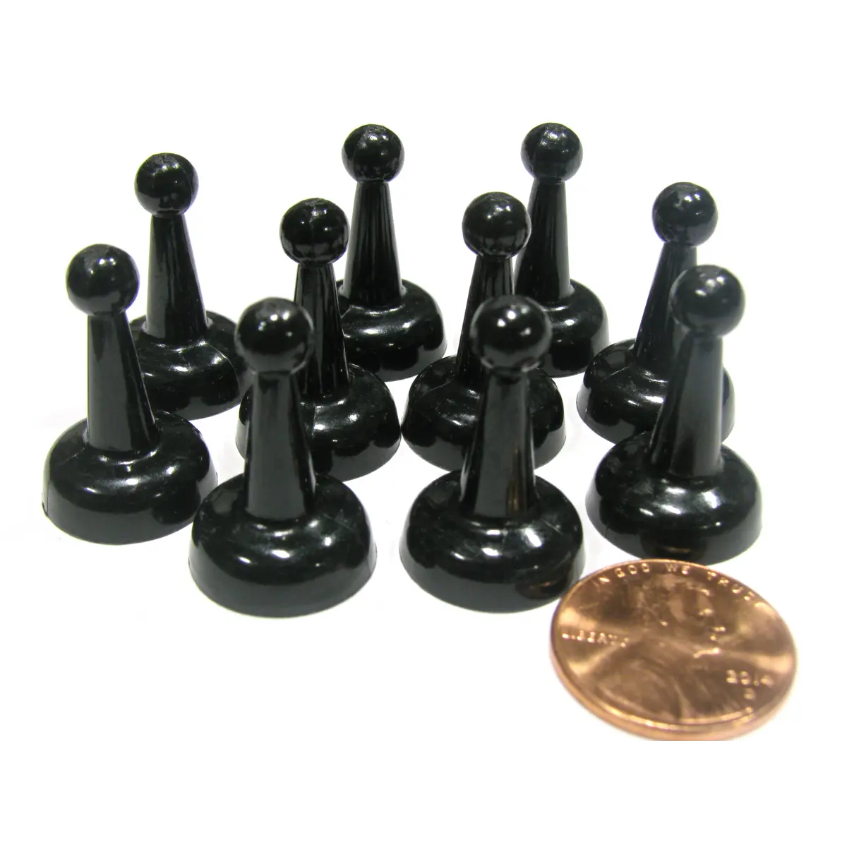 Set of 10 Standard Pawns 25mm Peg Pieces for Board Game Play - Black