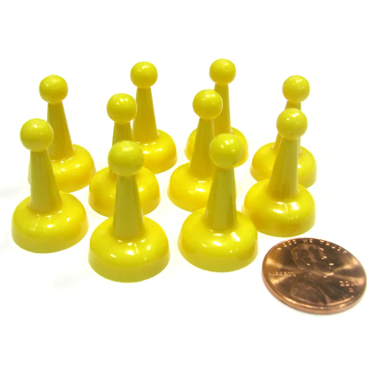 Set of 10 Standard Pawns 25mm Peg Pieces for Board Game Play - Yellow