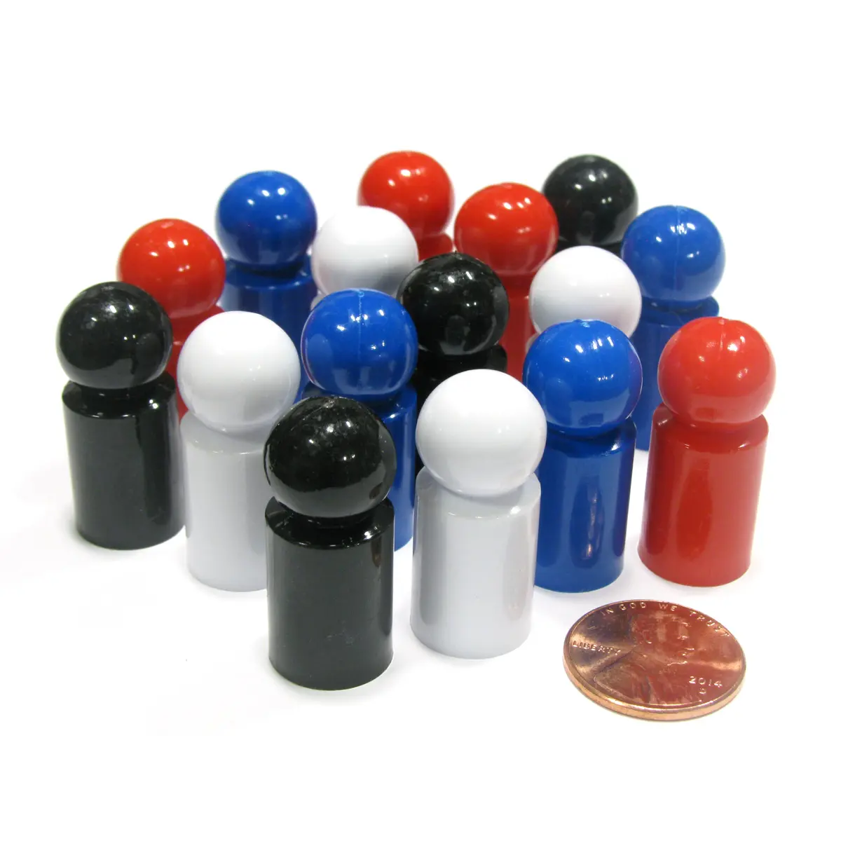 Set of 16 Ball Pawn 30mm - 4 Each of Black Blue White Red