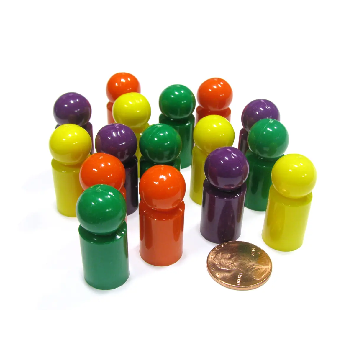 Set of 16 Ball Pawn 30mm - 4 Each of Purple Orange Green Yellow