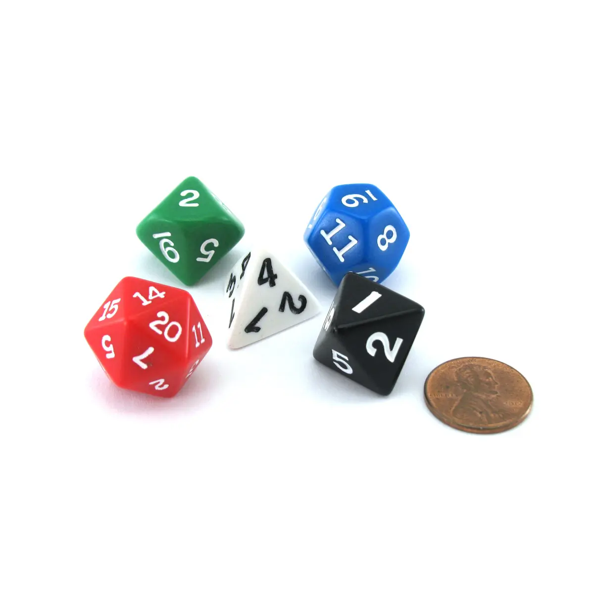 Set Of 5 Polyhedral Opaque Dice - Assorted Colors
