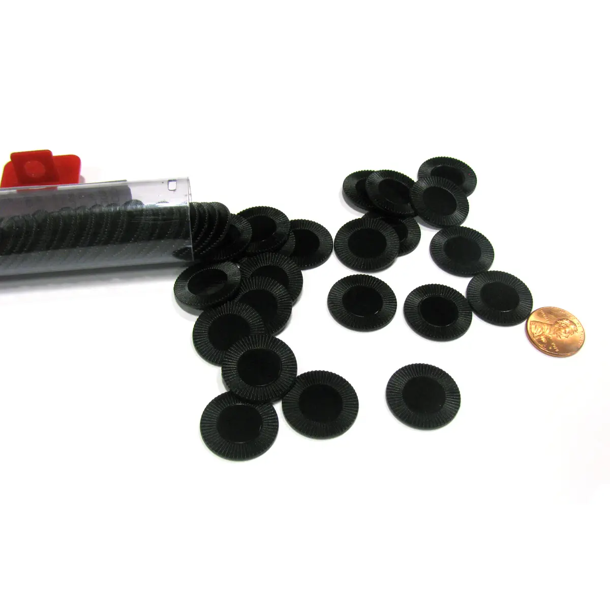 Set of 50 7/8" Easy Stacking Plastic Mini Playing Poker Chips - Black