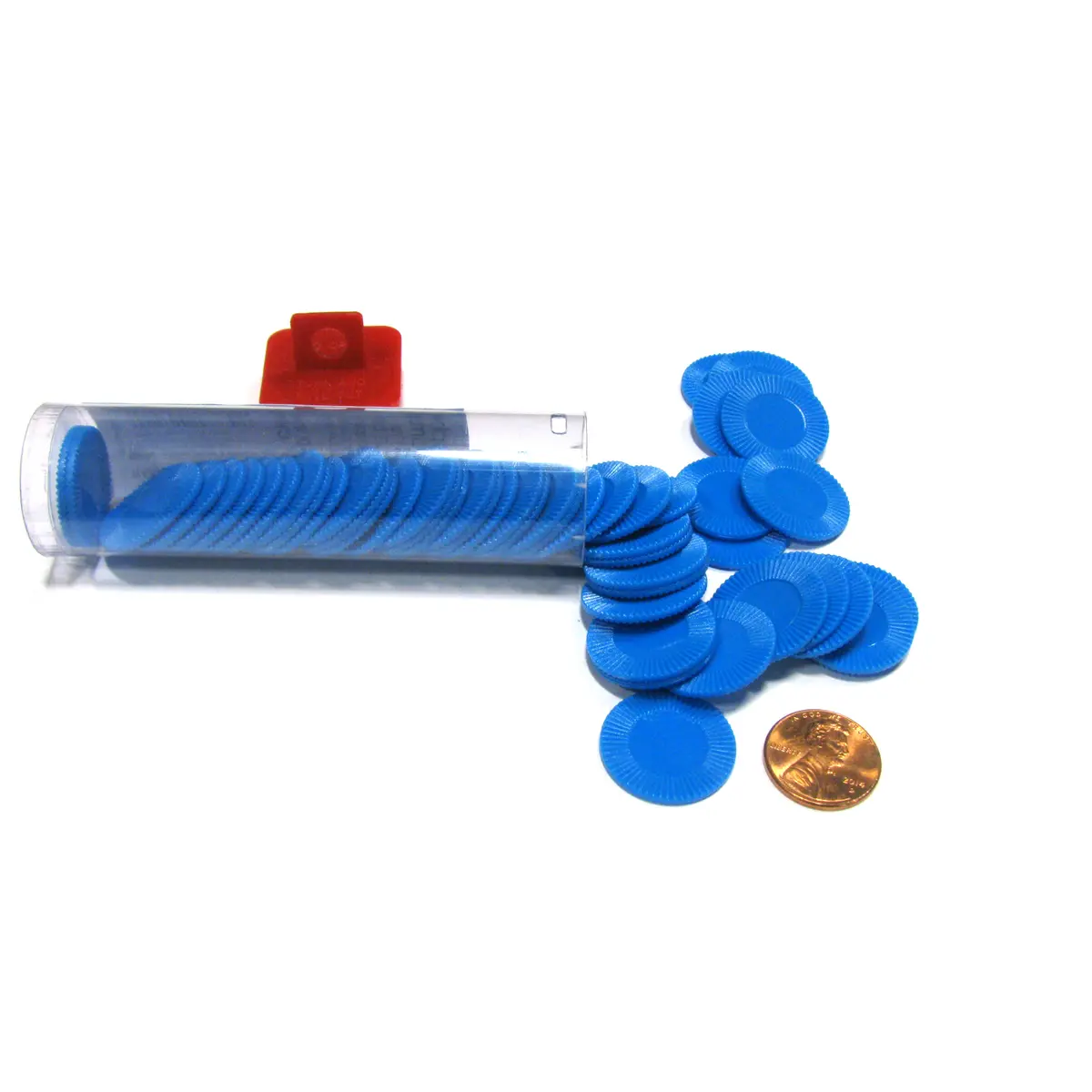 Set of 50 7/8" Easy Stacking Plastic Mini Playing Poker Chips - Blue
