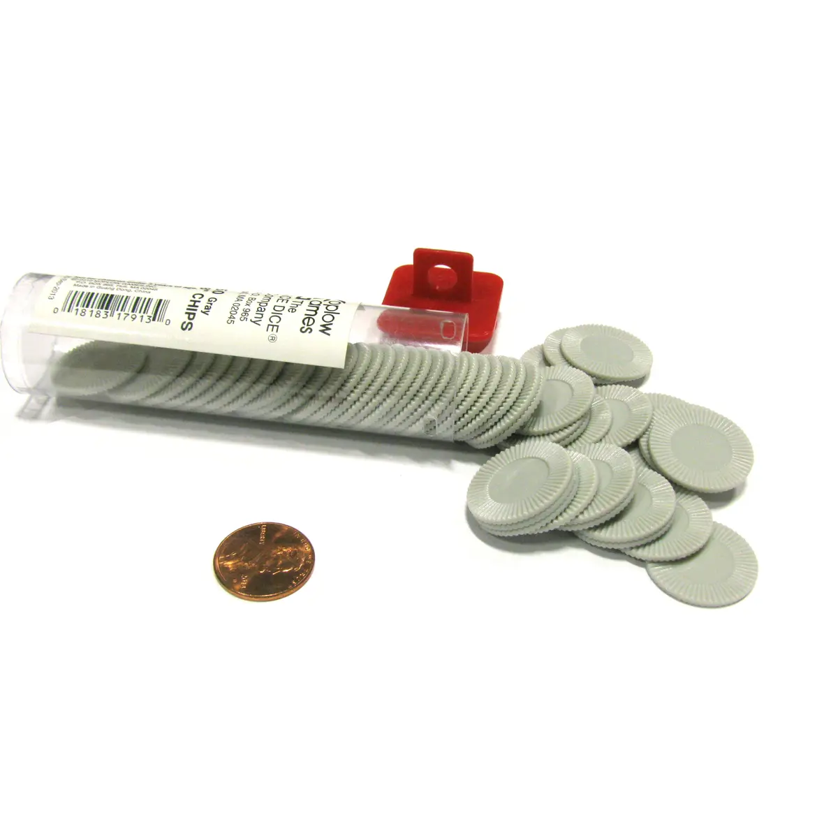 Set of 50 7/8" Easy Stacking Plastic Mini Playing Poker Chips - Gray