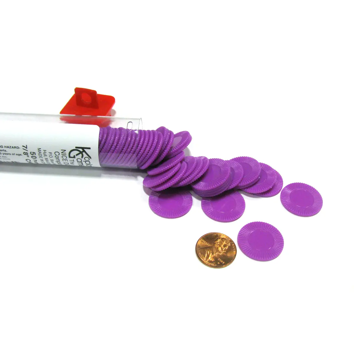 Set of 50 7/8" Easy Stacking Plastic Mini Playing Poker Chips - Purple
