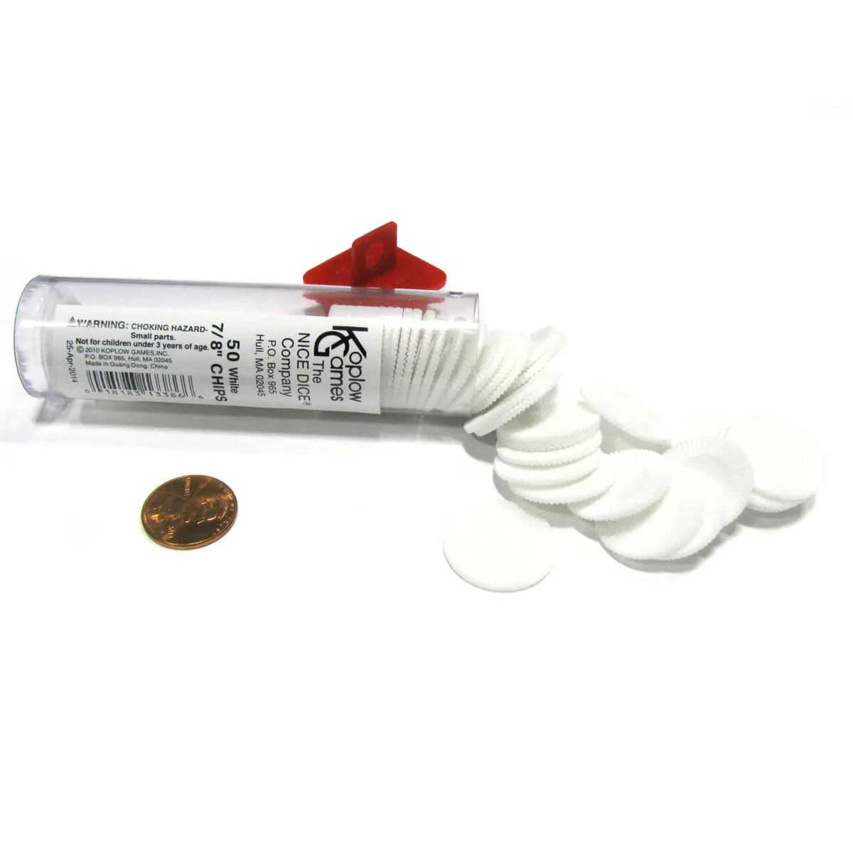 Set of 50 7/8" Easy Stacking Plastic Mini Playing Poker Chips - White