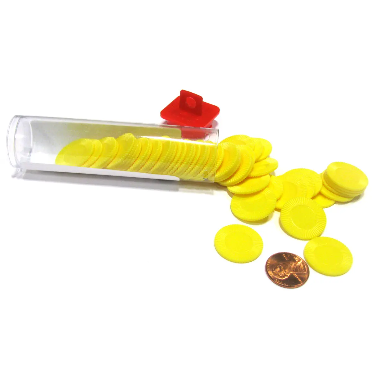 Set of 50 7/8" Easy Stacking Plastic Mini Playing Poker Chips - Yellow