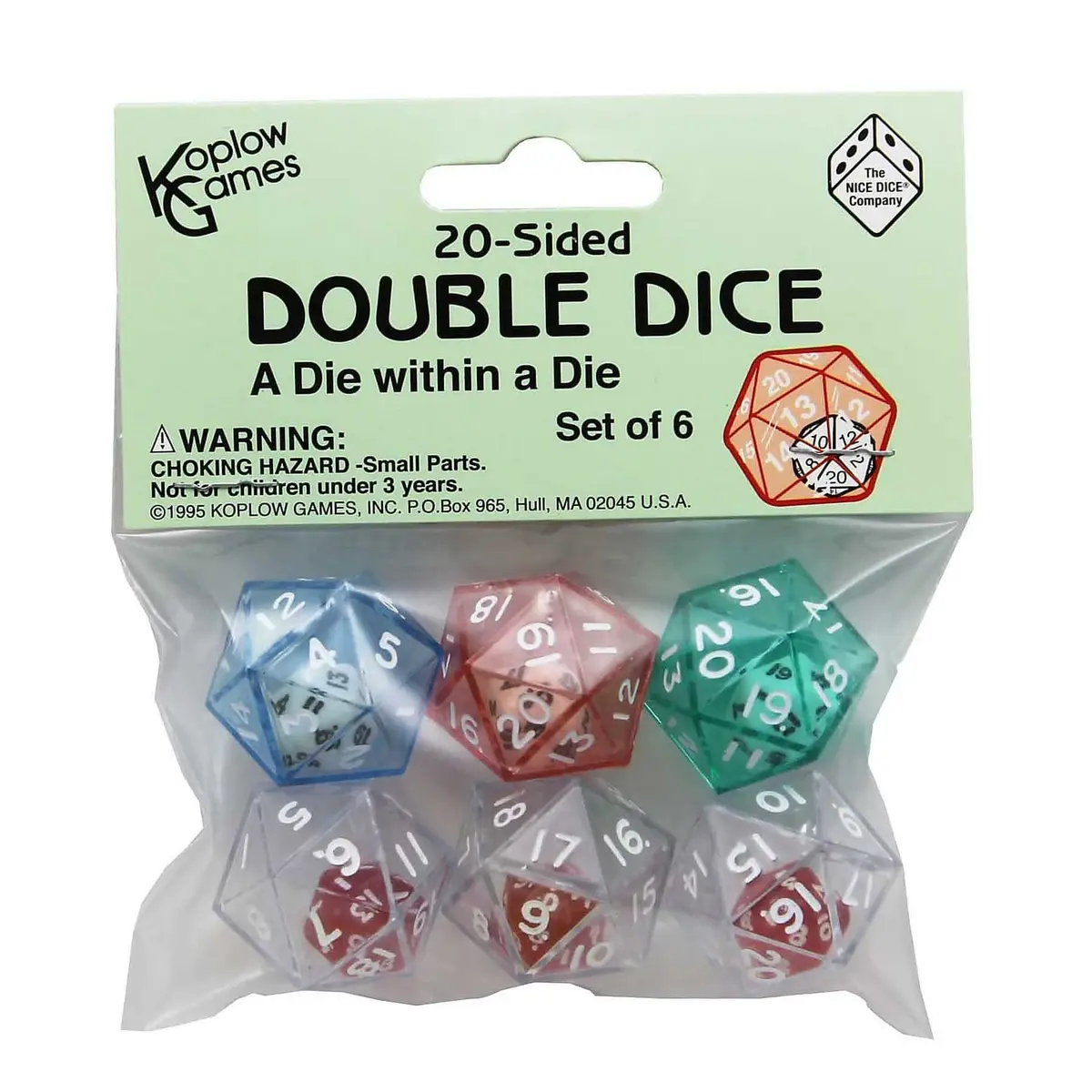 Set of 6 20-Sided Double Dice