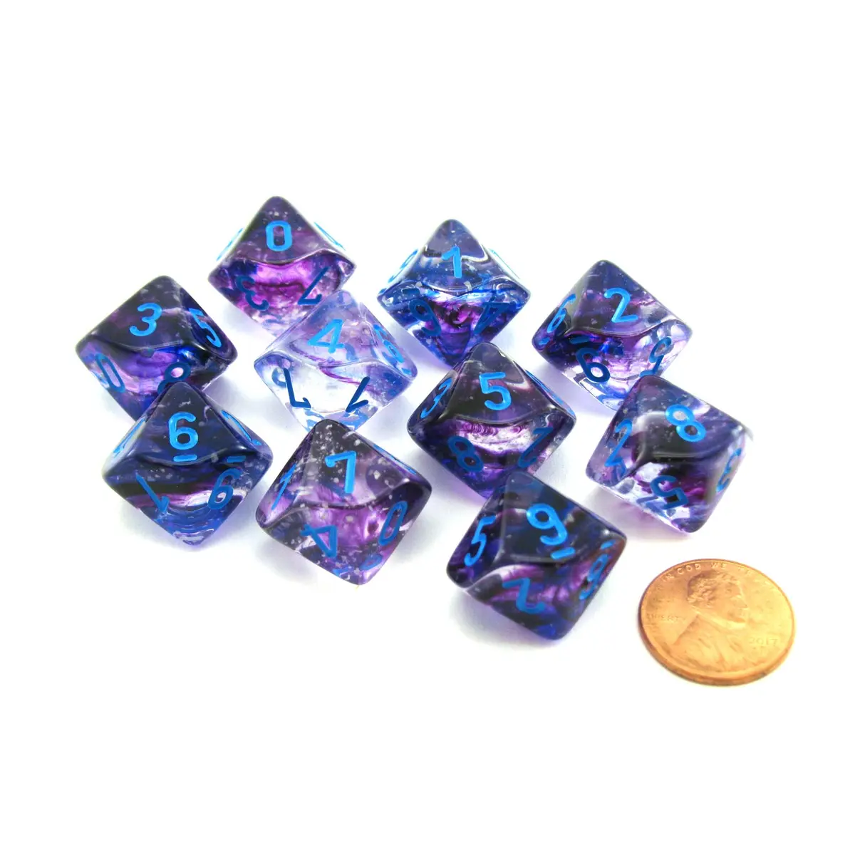 Nebula Nocturnal/blue Luminary Set of Ten d10s