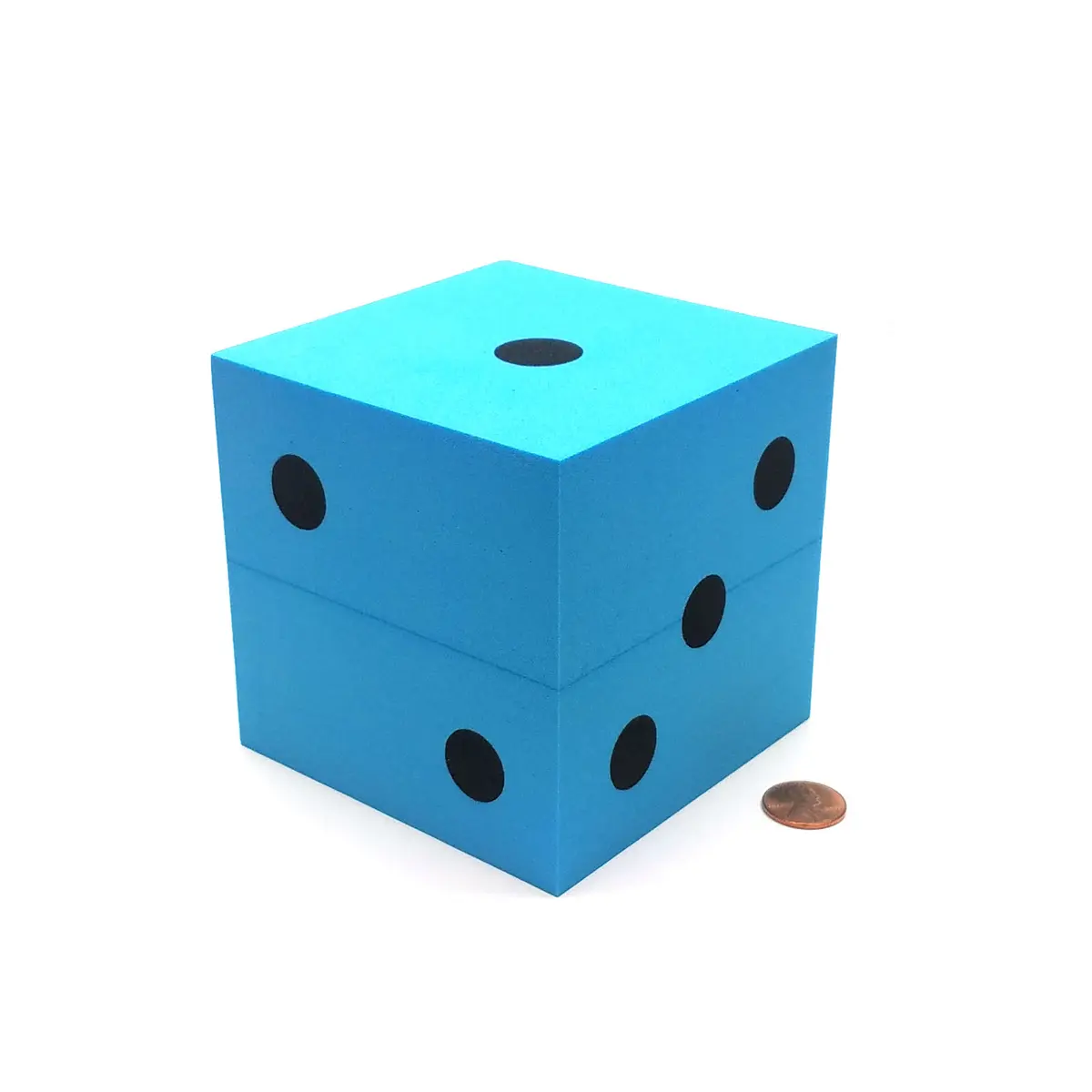 Single Huge Very Large 100mm Foam Dice (1 Piece) - Blue with Black