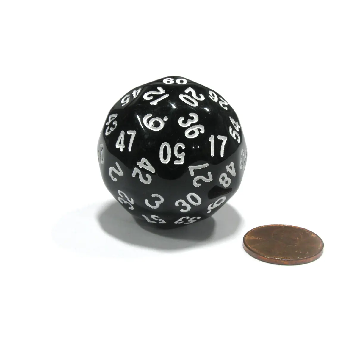 Sixty-Sided D60 35mm Large Gaming Dice - Black with White Numbers