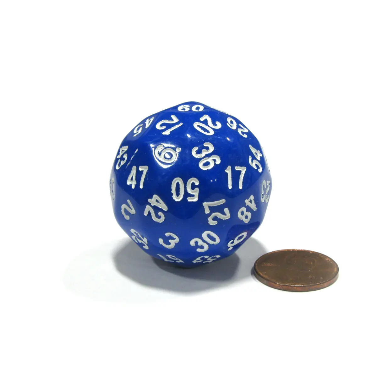 Sixty-Sided D60 35mm Large Gaming Dice - Blue with White Numbers