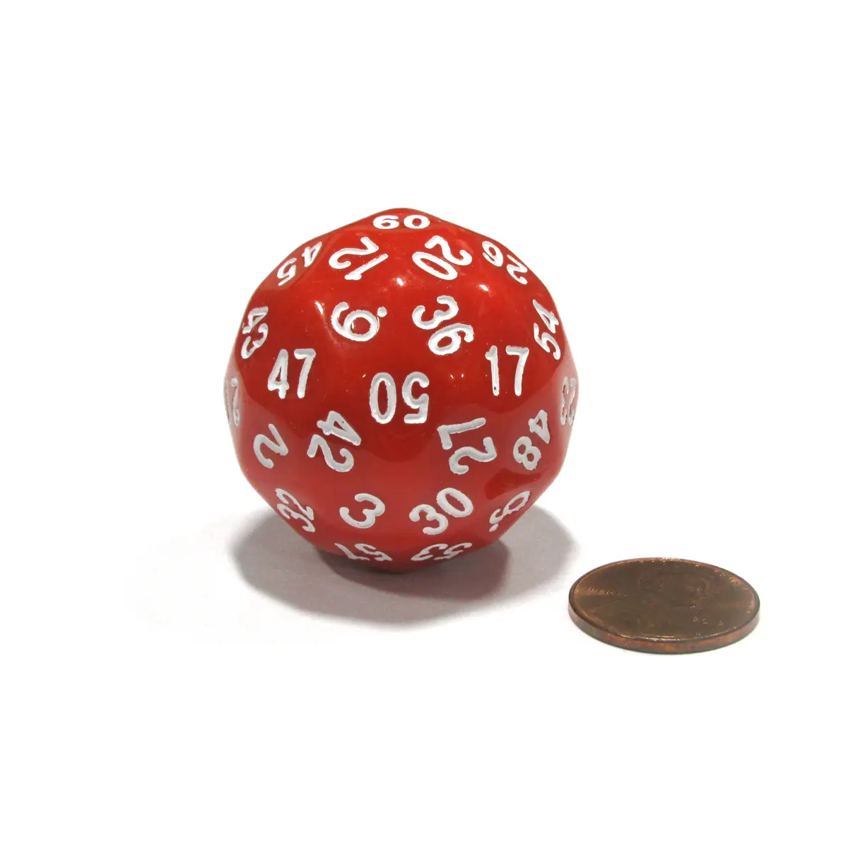 Sixty-Sided D60 35mm Large Gaming Dice - Red with White Numbers