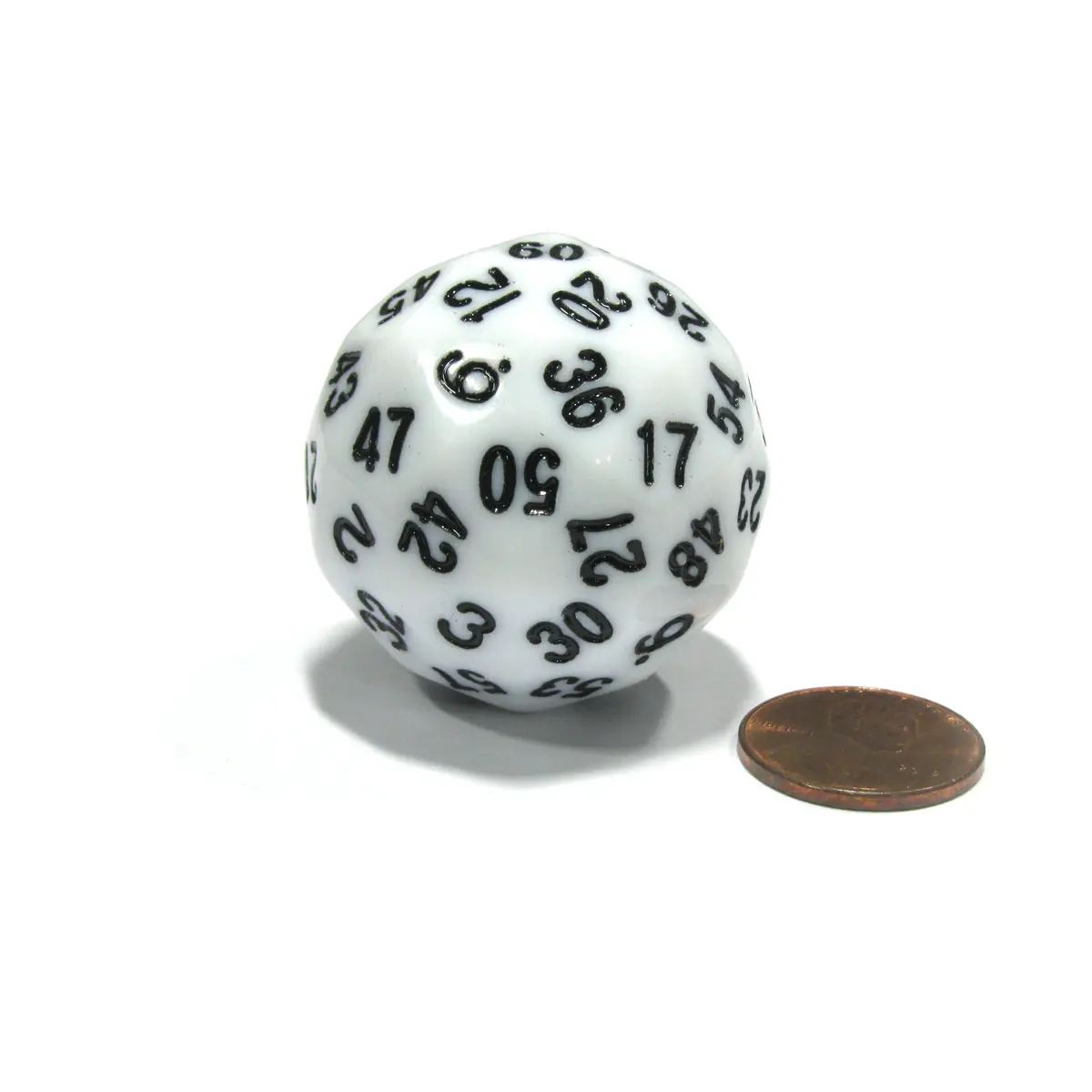 Sixty-Sided D60 35mm Large Gaming Dice - White with Black Numbers