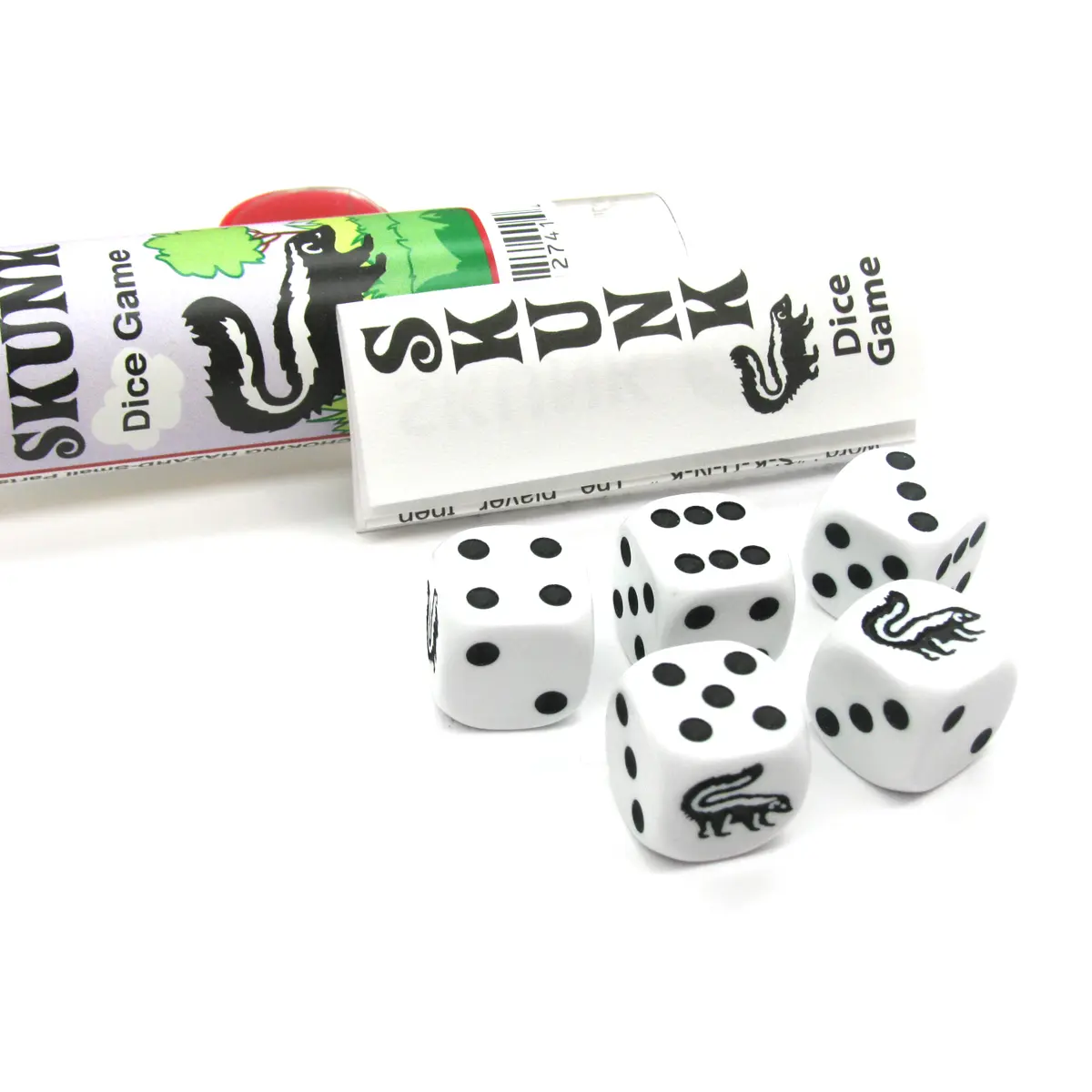 Skunk Dice Game 5 Dice Set with Travel Tube and Instructions