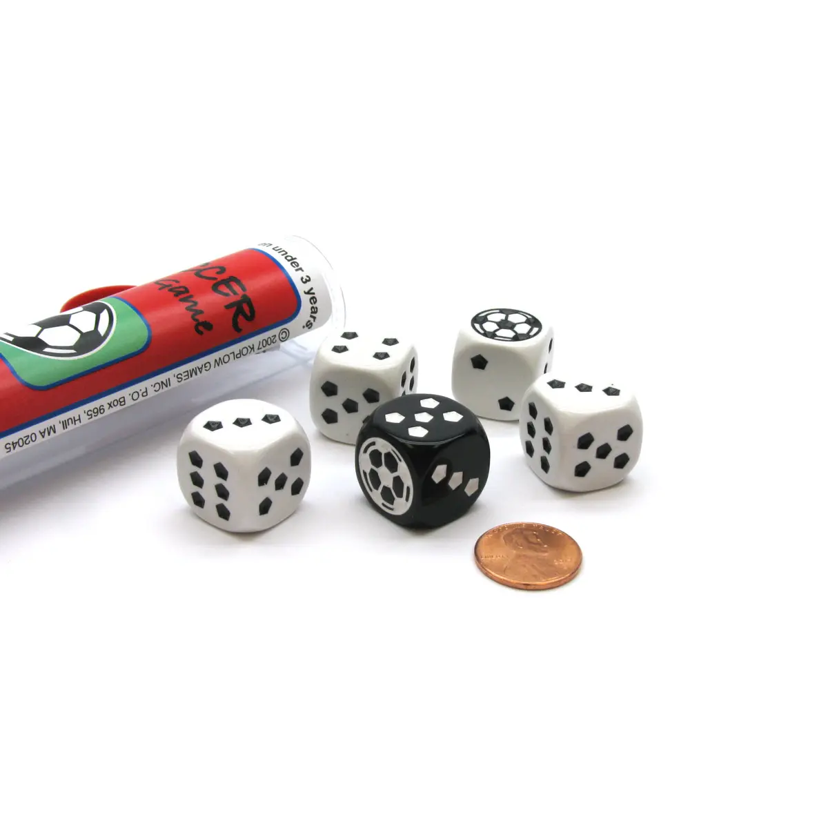 Soccer Dice Game 5 Dice Set with Travel Tube and Instructions