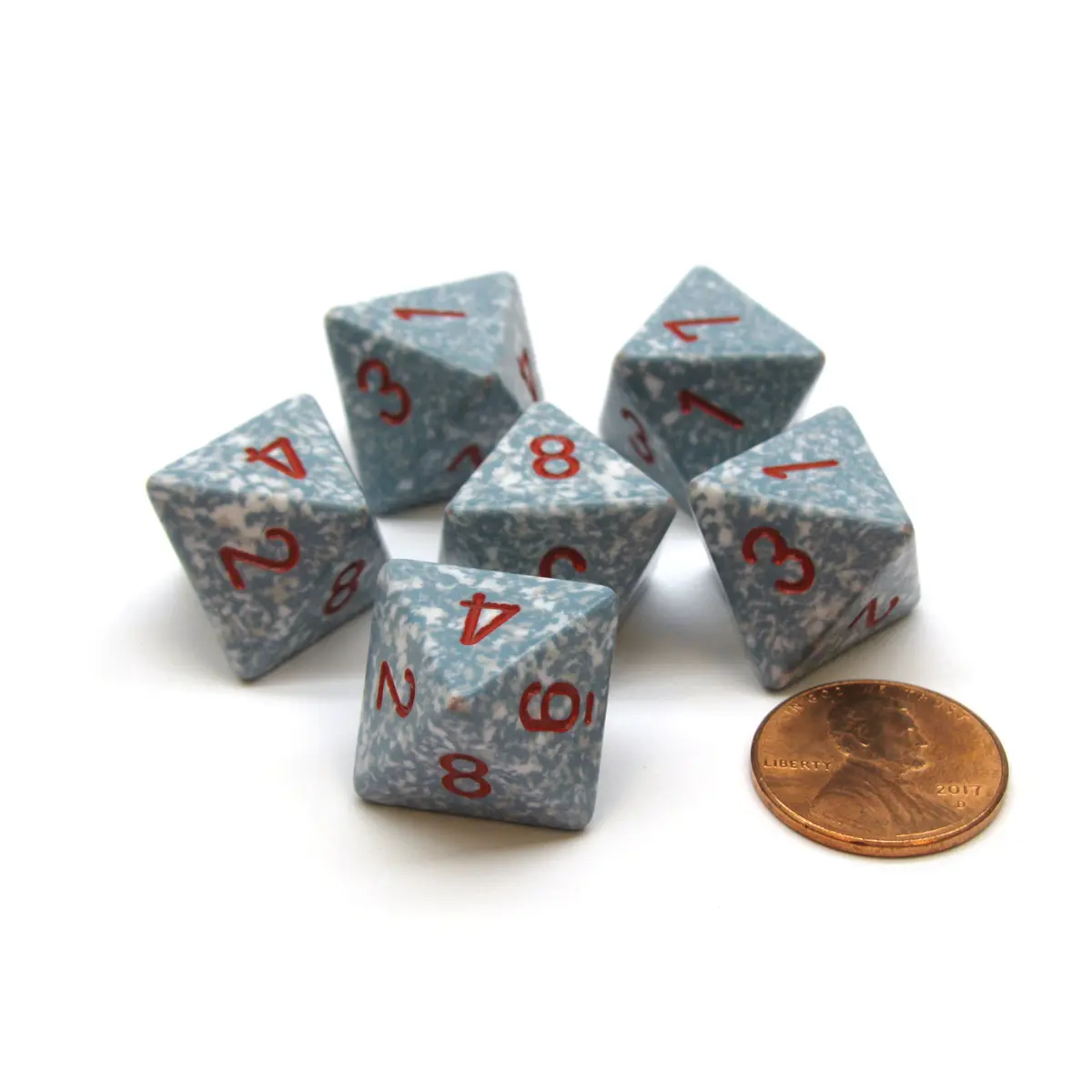 Speckled 15mm 8 Sided D8 Chessex Dice, 6 Pieces - Air