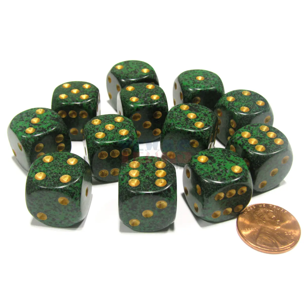Speckled 16mm D6 Chessex Dice Block (12 Dice) - Golden Recon