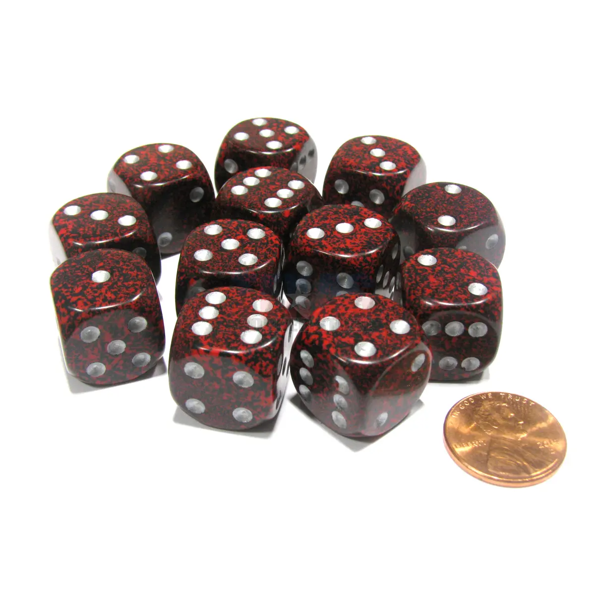 Speckled 16mm D6 Chessex Dice Block (12 Dice) - Silver Volcano