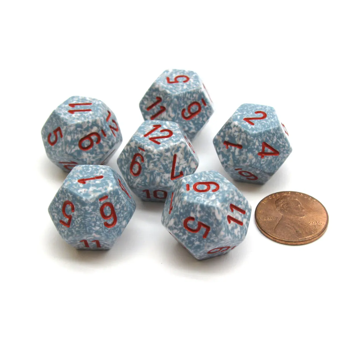 Speckled 18mm 12 Sided D12 Chessex Dice, 6 Pieces - Air