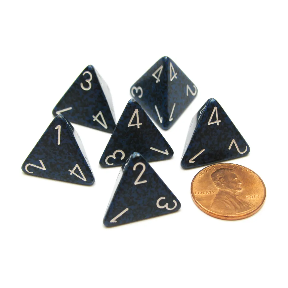 Speckled 18mm 4 Sided D4 Chessex Dice, 6 Pieces - Stealth