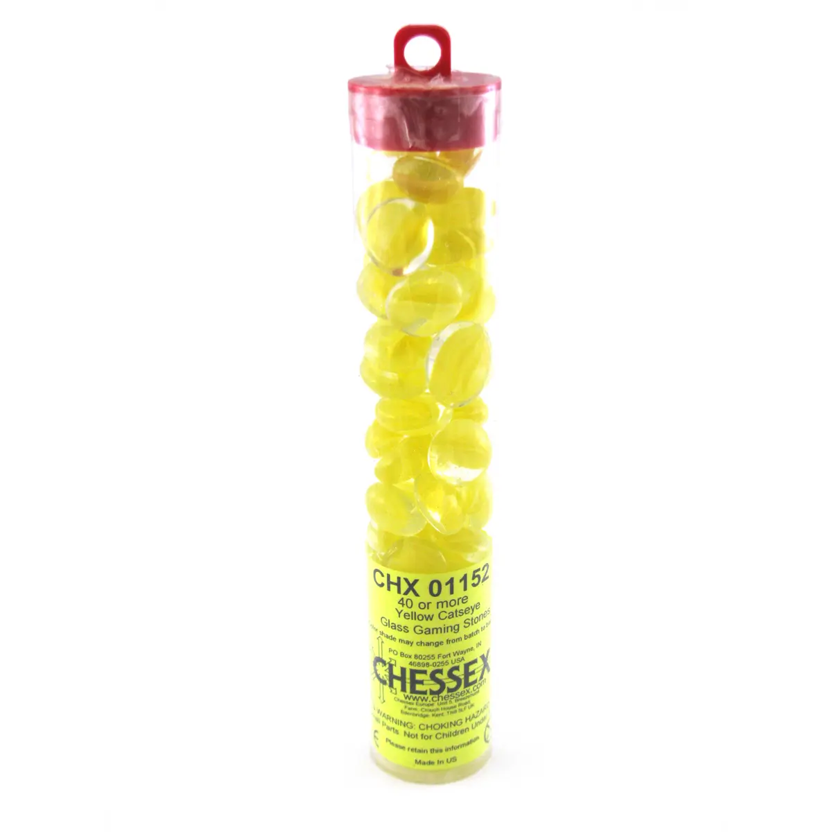 Tube of 40 Glass Gaming Stones (12-15mm) - Lemon Catseye
