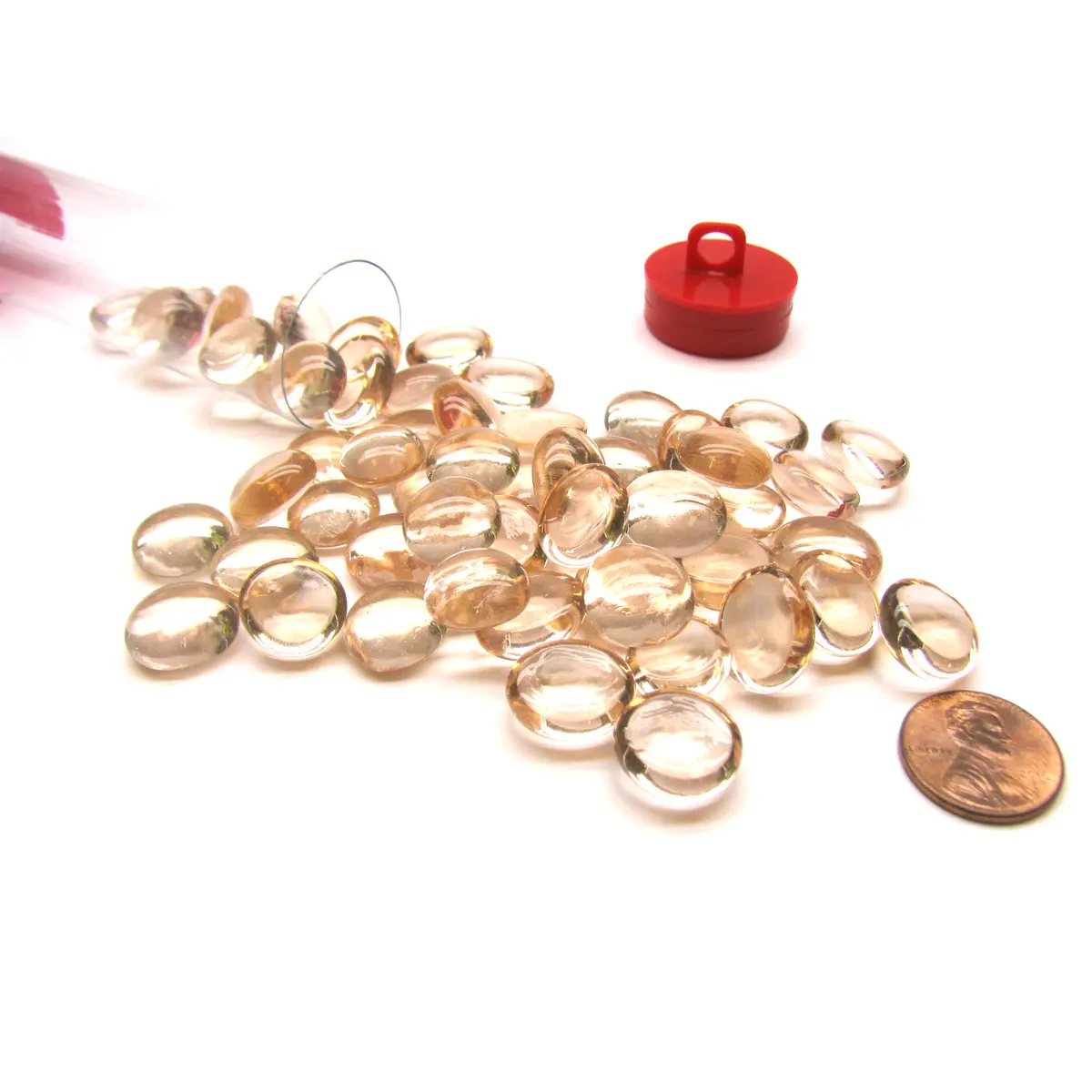Tube of 40 Glass Gaming Stones (12-15mm) - Crystal Pink