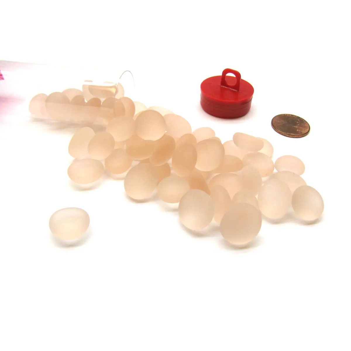 Tube of 40 Glass Gaming Stones (12-15mm) - Crystal Pink Frosted
