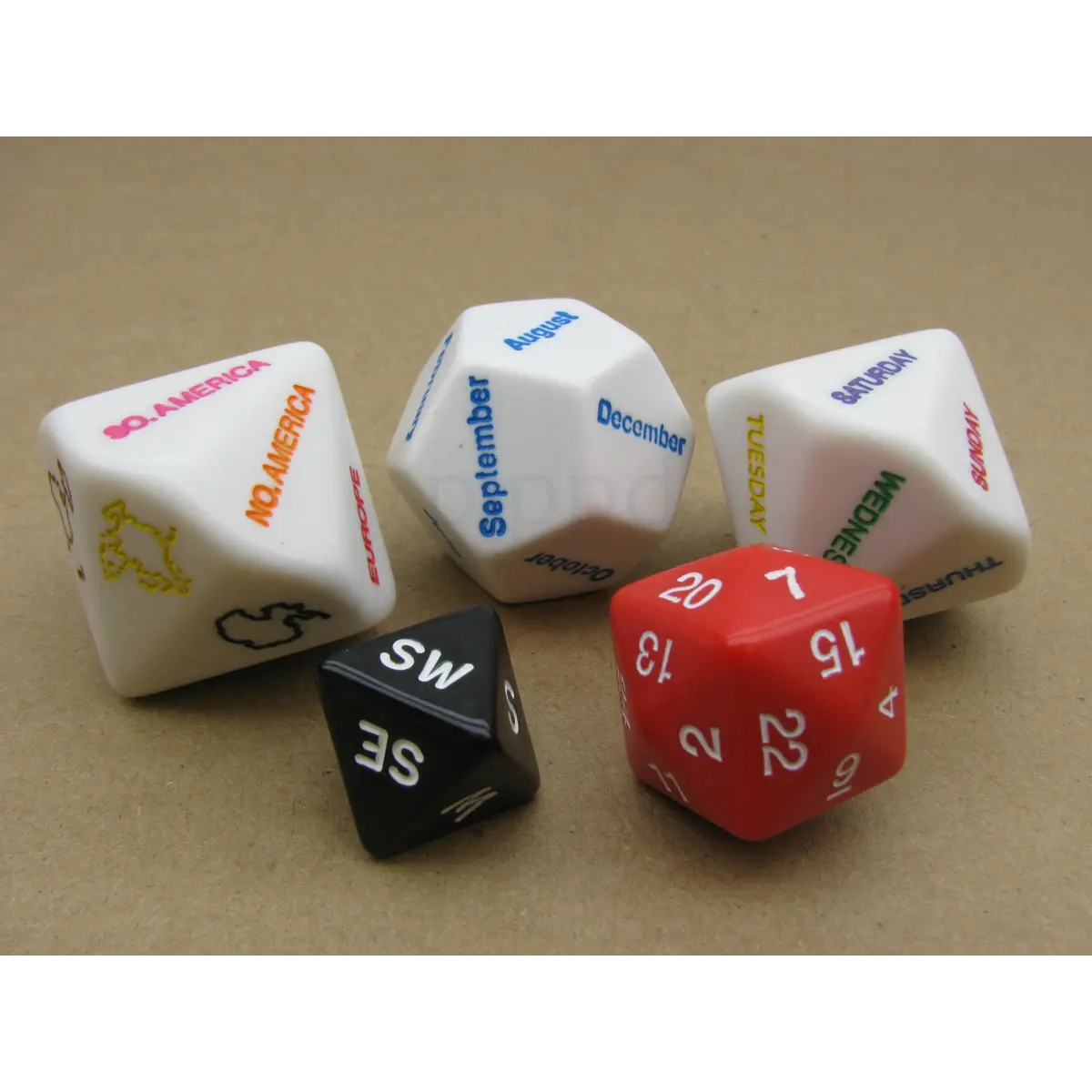 Where Are You? (And When?) Pack of 5 Dice for Role Play D&D Educational